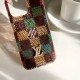 Louis Vuitton Crystal LV Logo & Beaded Chain, Colorful Checker Design iPhone Case