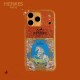 Hermès Orange Glitter with Horse & Floral Design iPhone Case - HERMÈS PARIS Branded