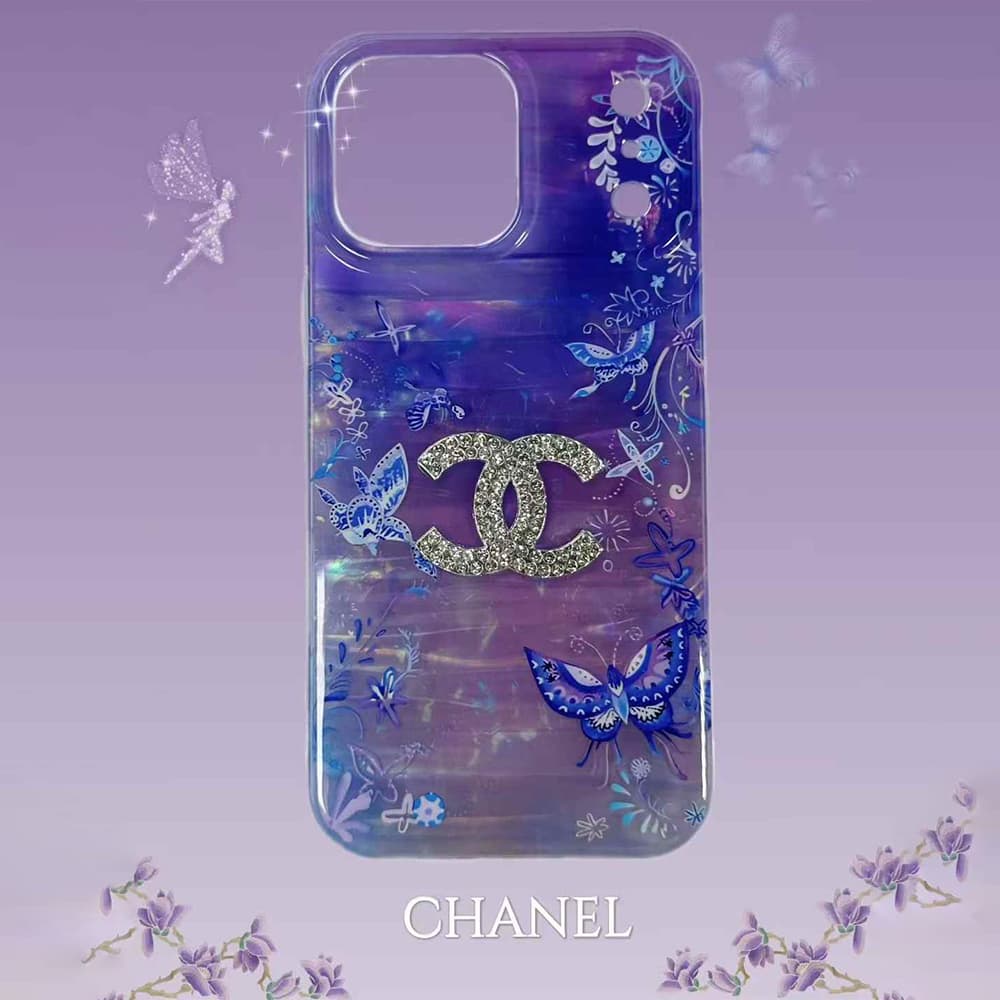 Multi-Designer Iridescent Butterfly Design iPhone Case - Crystal YSL Dior Chanel Miu Miu Logos
