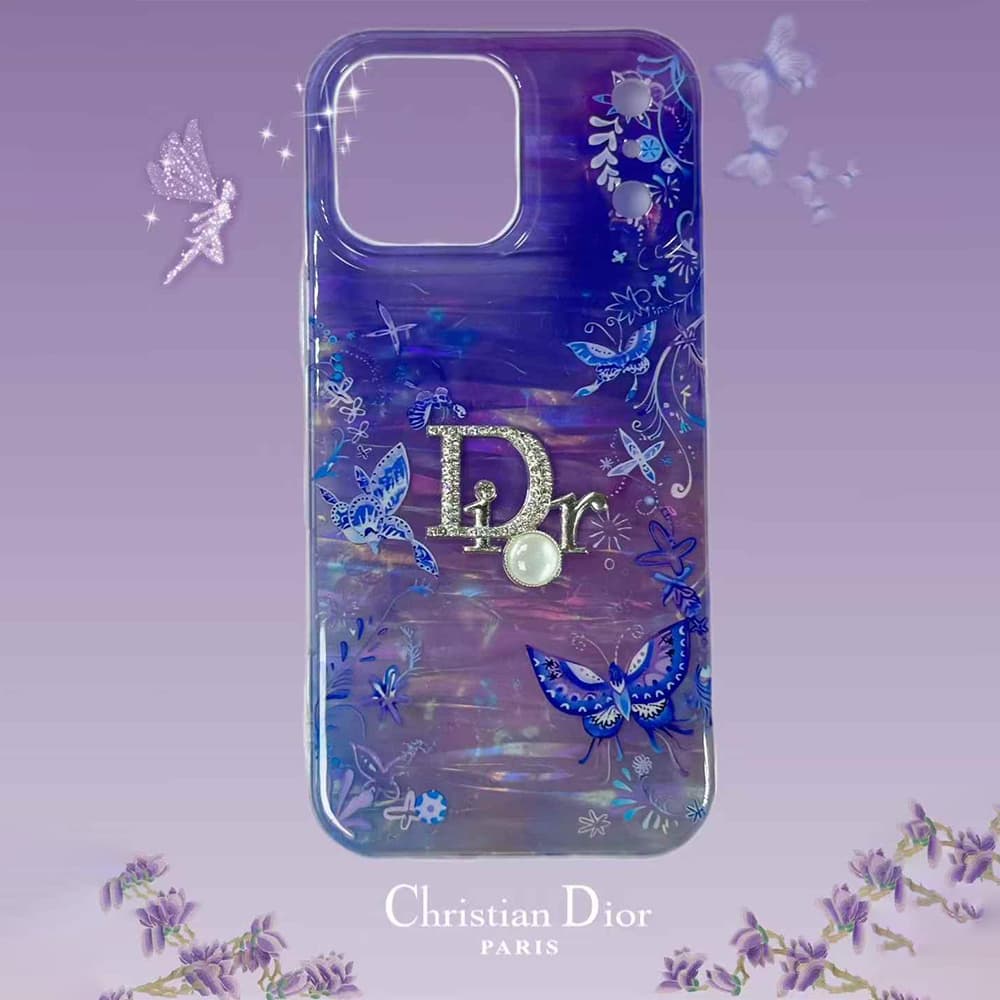 Multi-Designer Iridescent Butterfly Design iPhone Case - Crystal YSL Dior Chanel Miu Miu Logos