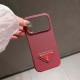Prada Carbon Fiber Texture iPhone Case with Metal Triangle Logo