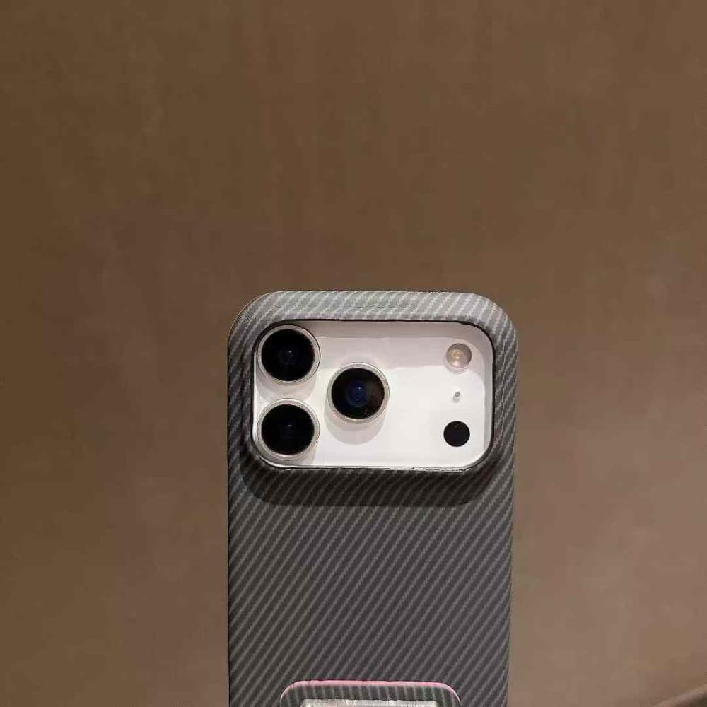 Prada Carbon Fiber Texture iPhone Case with Metal Triangle Logo