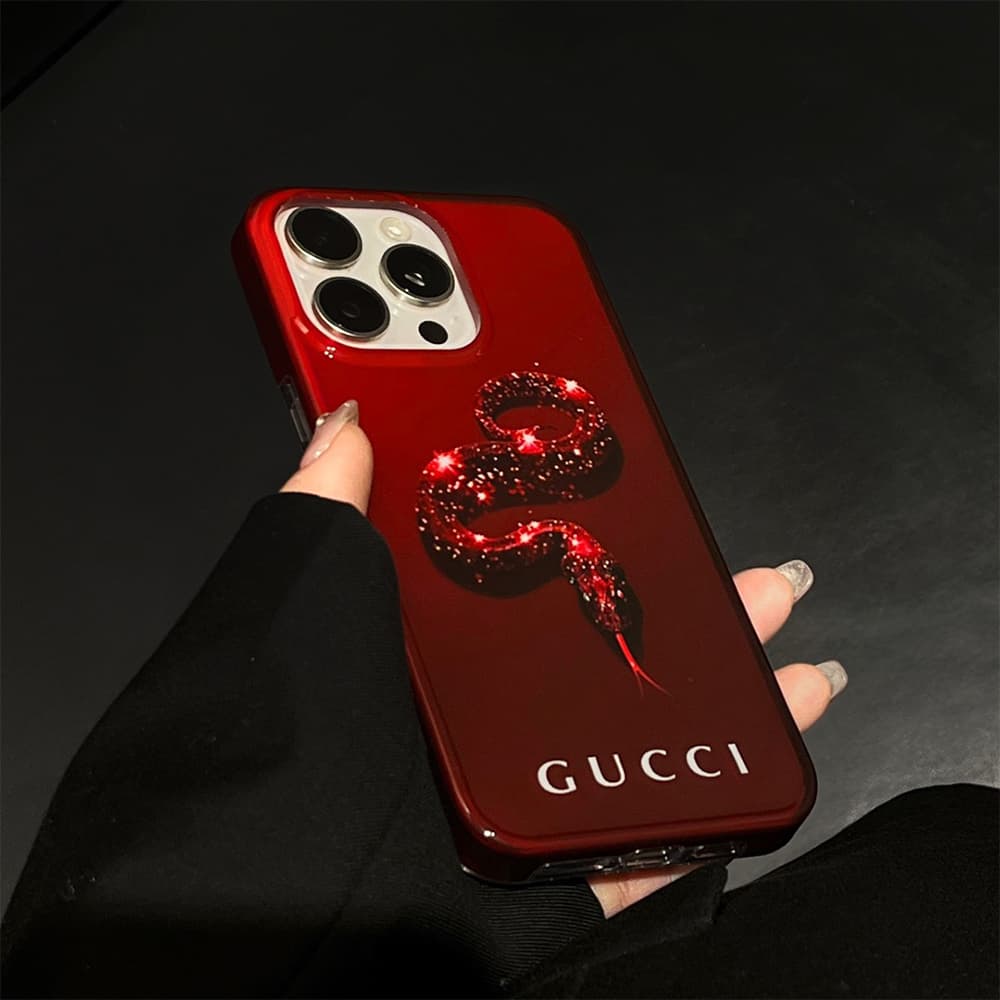 Gucci Red Serpent Design with GUCCI Branding iPhone Case