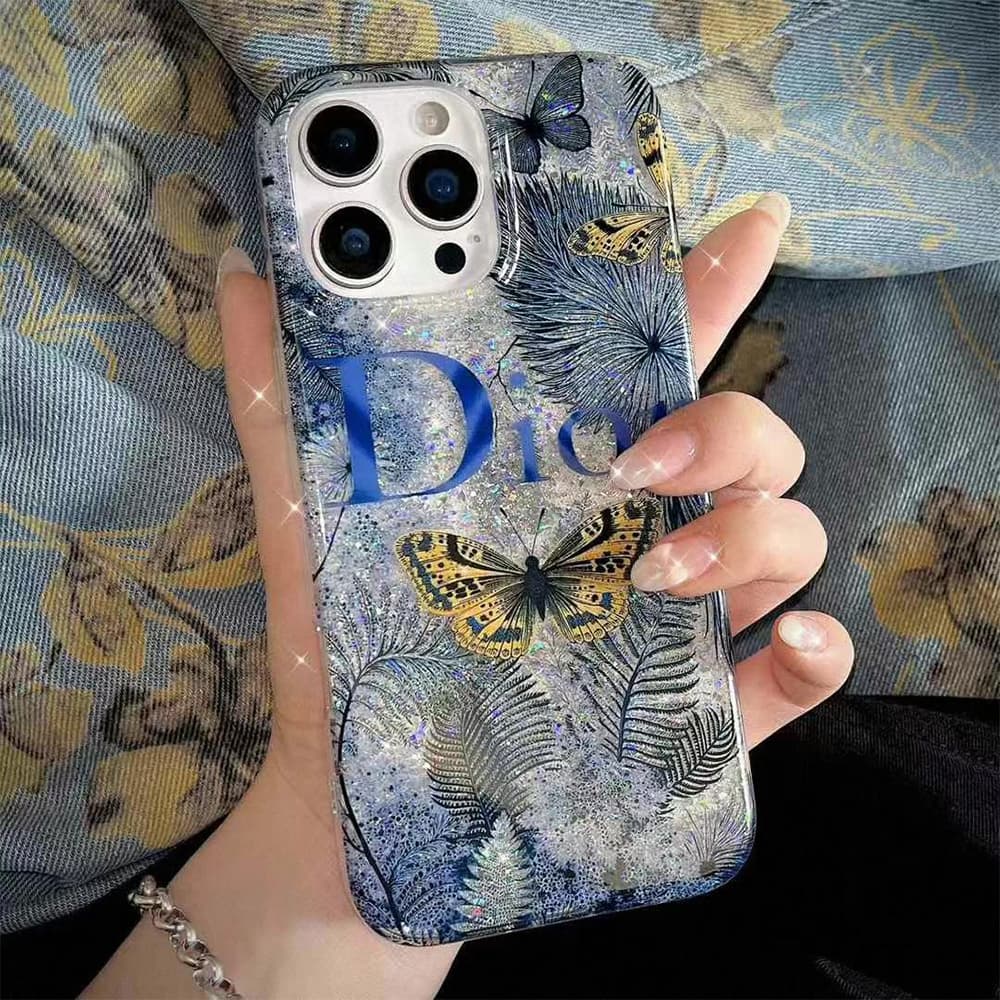 Dior Blue & White Floral Butterfly Art Design iPhone Case Dior Blue & White Floral Butterfly Art Design iPhone Case
