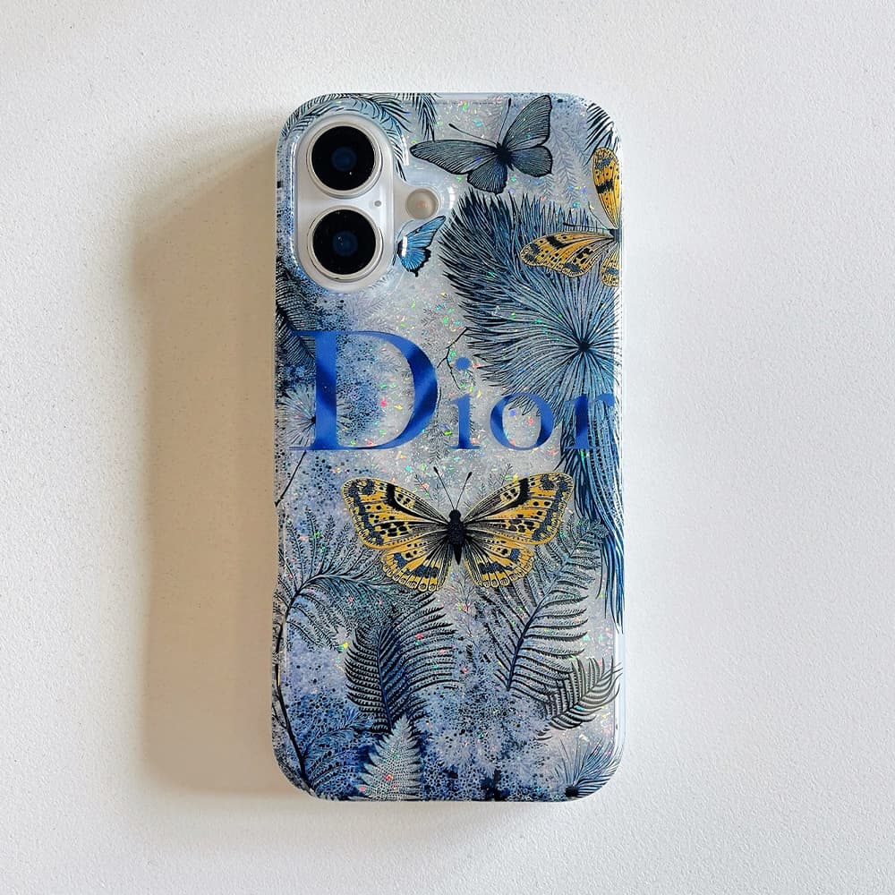 Dior Blue & White Floral Butterfly Art Design iPhone Case Dior Blue & White Floral Butterfly Art Design iPhone Case