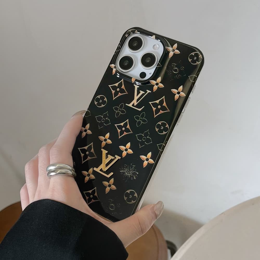 Louis Vuitton Black & Gold LV Logo with Monogram iPhone Case Louis Vuitton Black & Gold LV Logo with Monogram iPhone Case