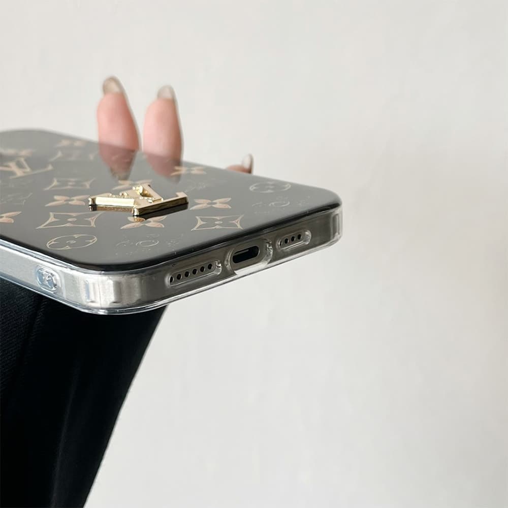 Louis Vuitton Black & Gold LV Logo with Monogram iPhone Case Louis Vuitton Black & Gold LV Logo with Monogram iPhone Case