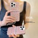 Dior Pink Glitter Oblique Pattern with CHRISTIAN DIOR PARIS Branding iPhone Case