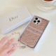 Dior Pink Glitter Oblique Pattern with CHRISTIAN DIOR PARIS Branding iPhone Case