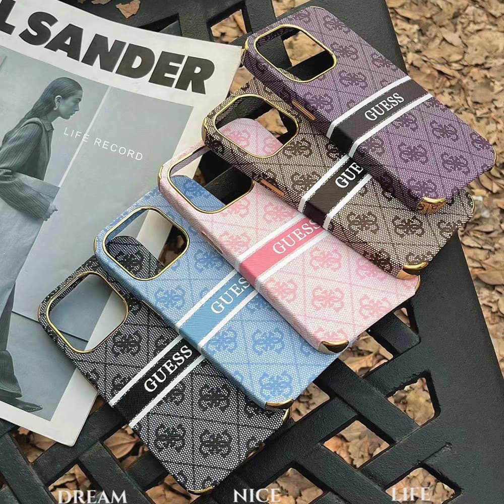 Guess Four Corner Protective Signature Pattern iPhone Case