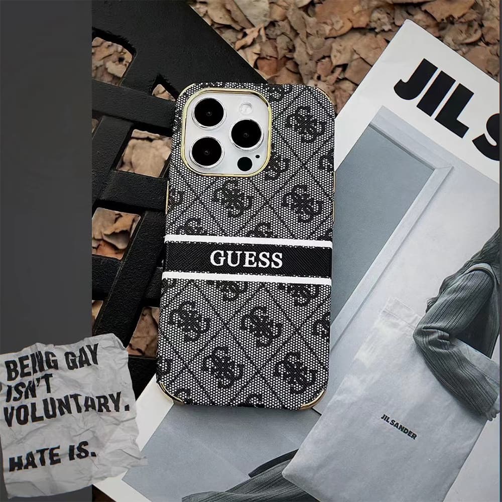 Guess Four Corner Protective Signature Pattern iPhone Case