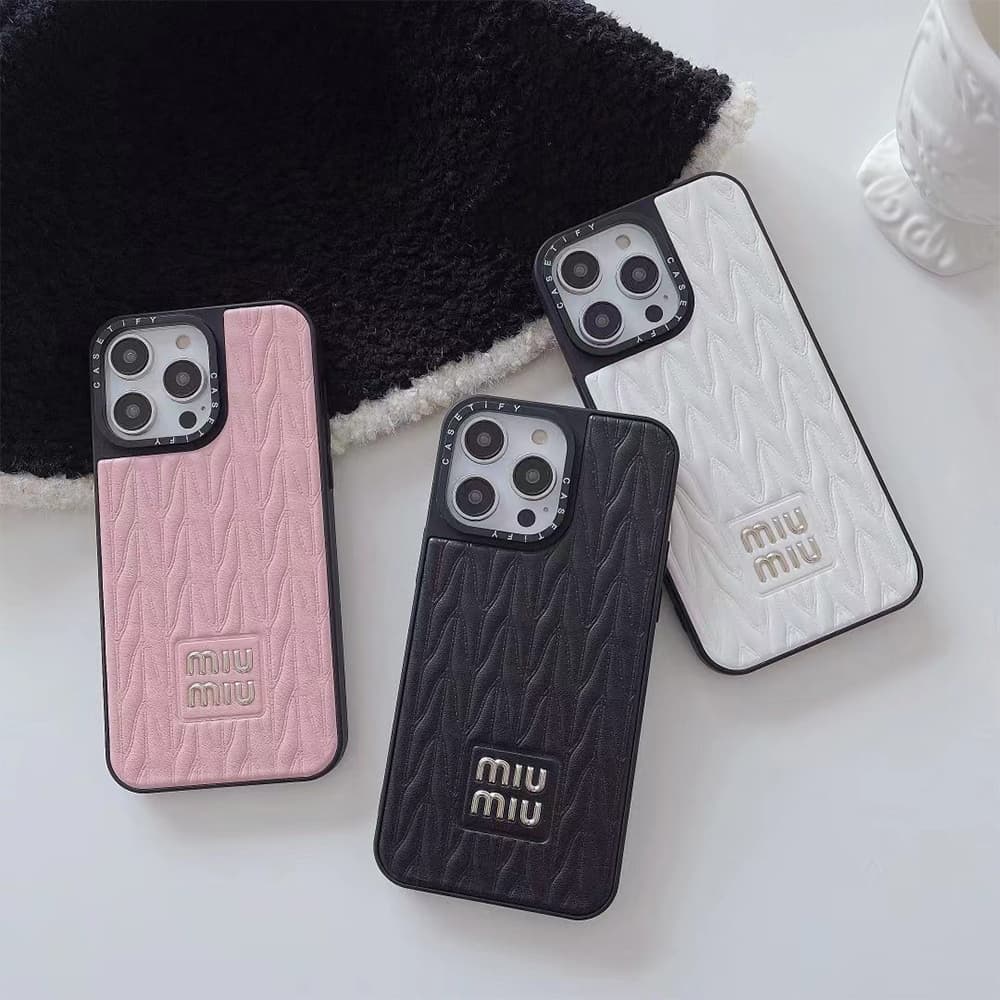 Miu Miu X CASETiFY Matelassé Quilted Pattern with Signature Branding iPhone Case