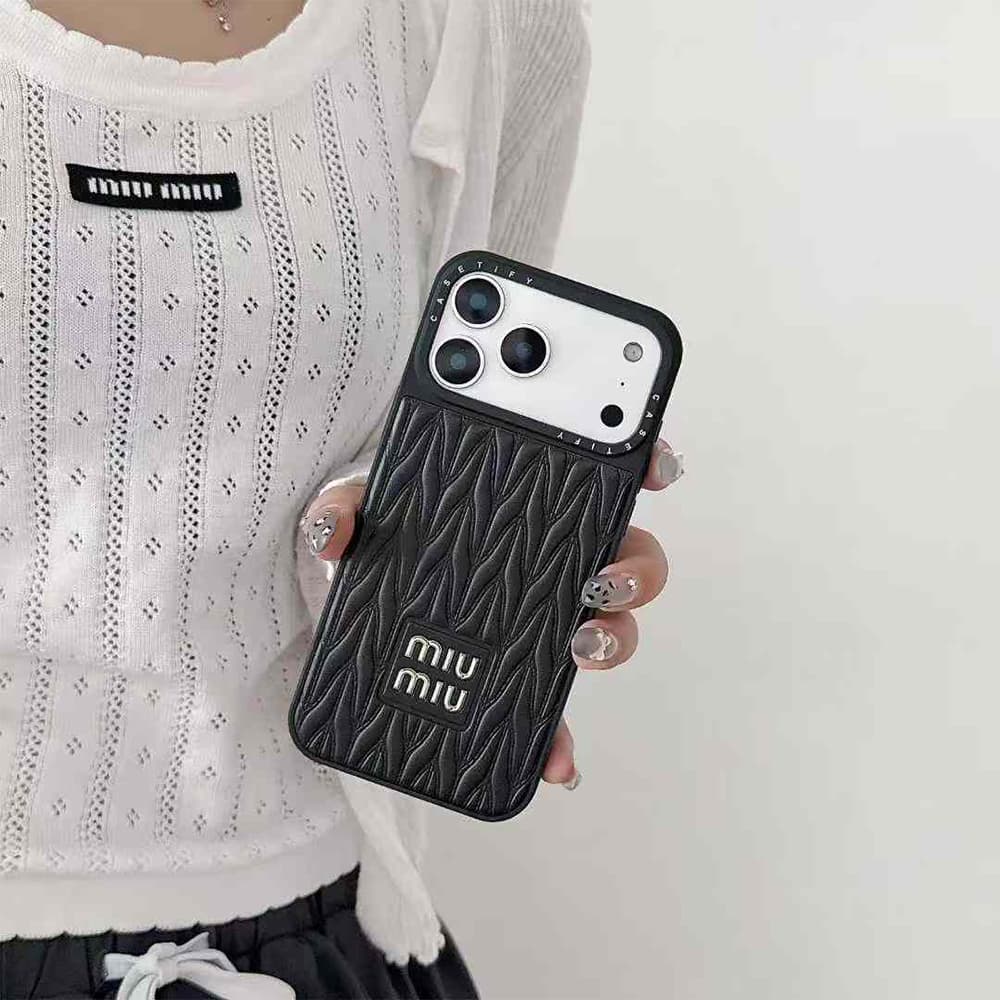 Miu Miu X CASETiFY Matelassé Quilted Pattern with Signature Branding iPhone Case
