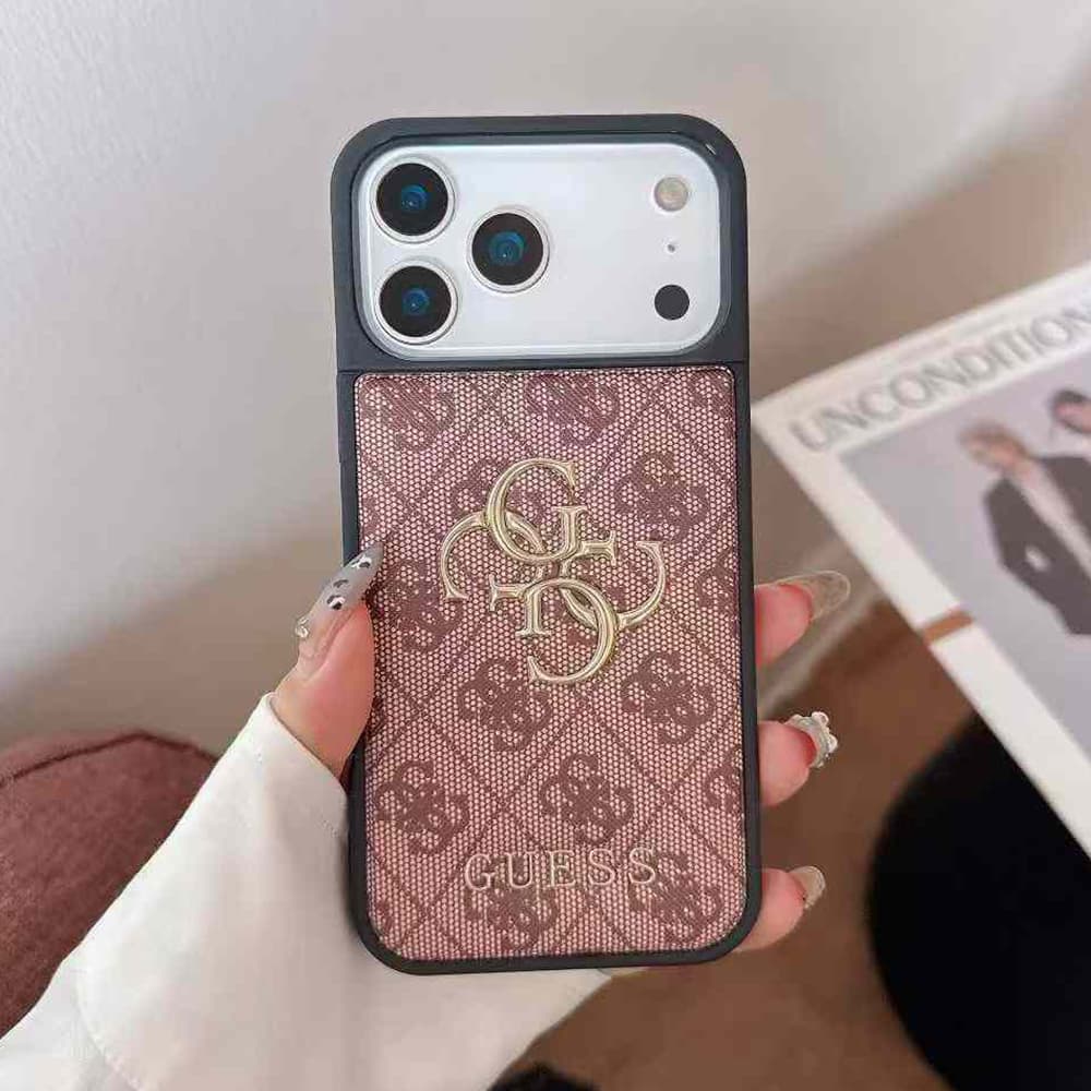 Guess All-Over Pattern with 3D Gold Logo iPhone Case Guess All-Over Pattern with 3D Gold Logo iPhone Case