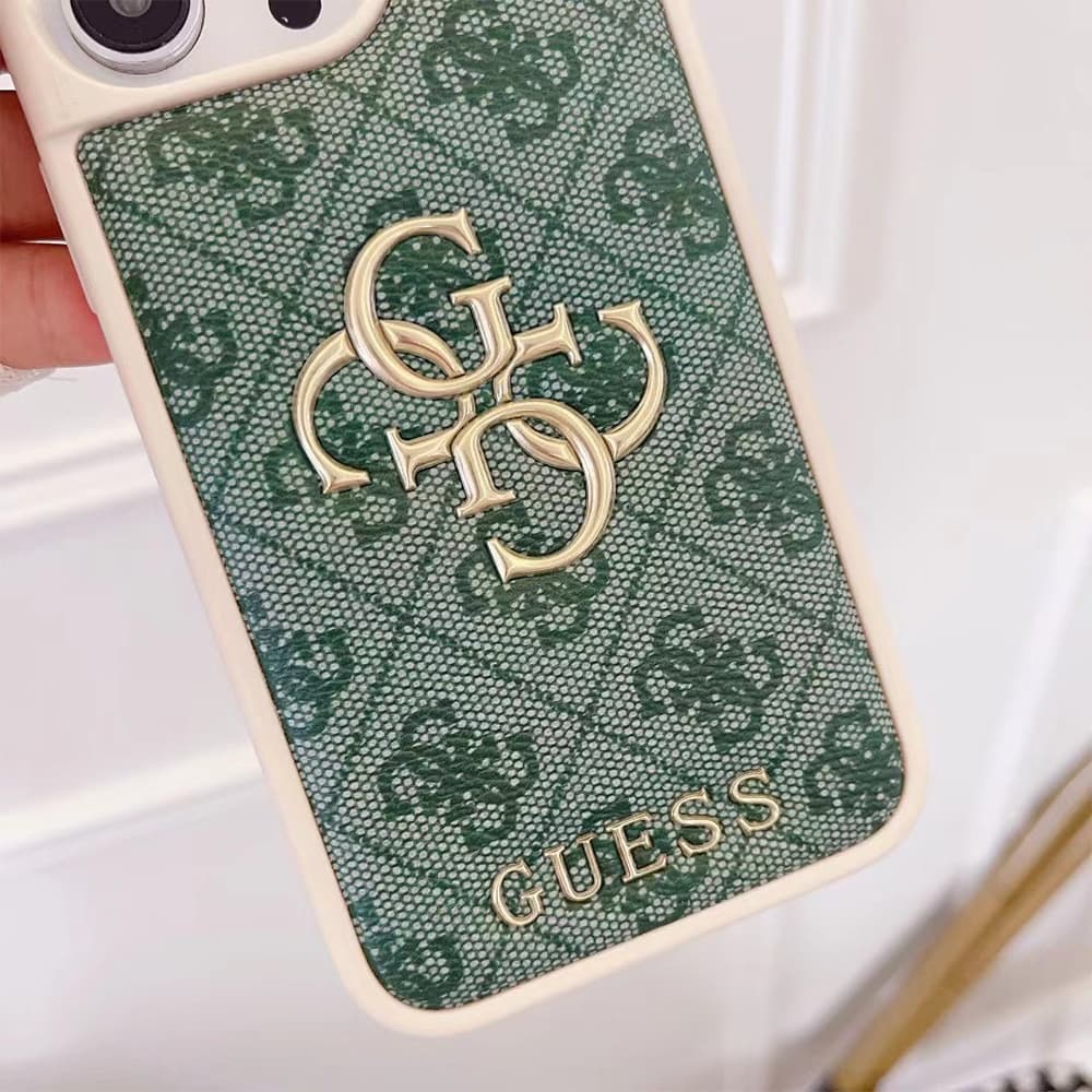 Guess All-Over Pattern with 3D Gold Logo iPhone Case Guess All-Over Pattern with 3D Gold Logo iPhone Case