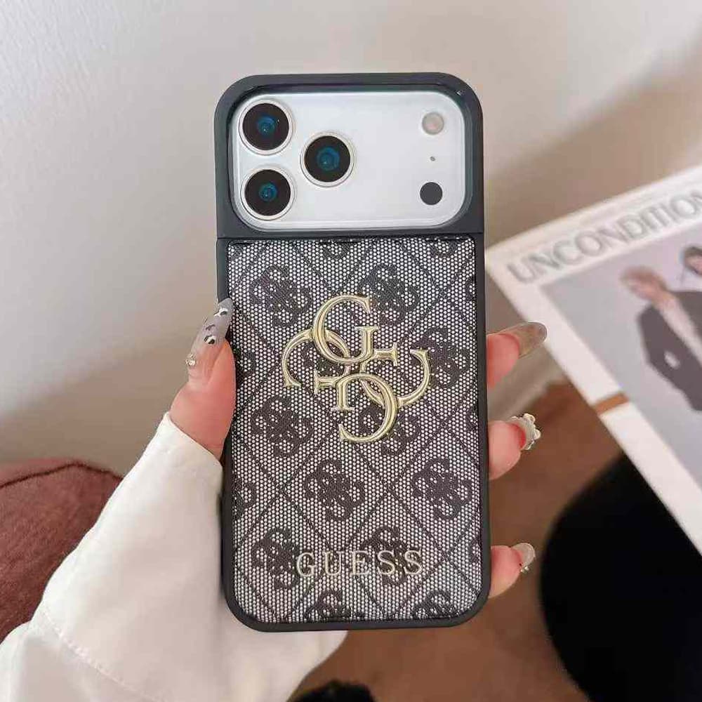 Guess All-Over Pattern with 3D Gold Logo iPhone Case Guess All-Over Pattern with 3D Gold Logo iPhone Case