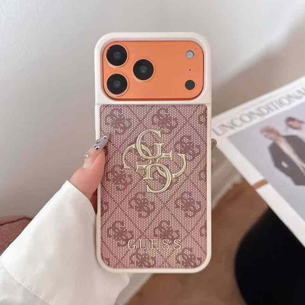 Guess All-Over Pattern with 3D Gold Logo iPhone Case Guess All-Over Pattern with 3D Gold Logo iPhone Case