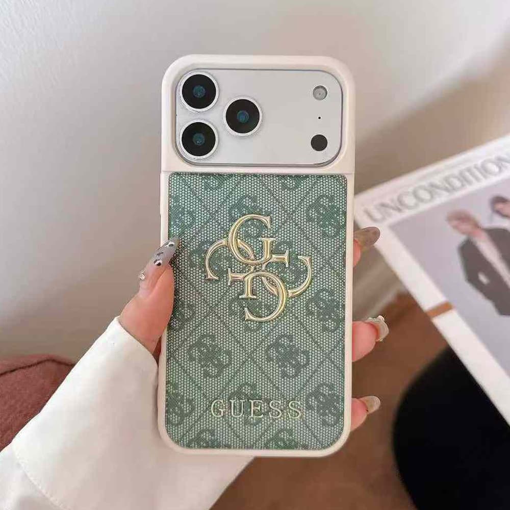 Guess All-Over Pattern with 3D Gold Logo iPhone Case Guess All-Over Pattern with 3D Gold Logo iPhone Case