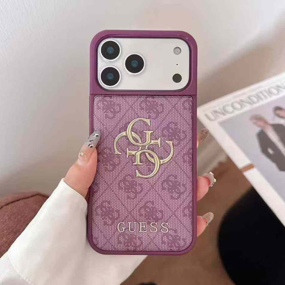 Guess All-Over Pattern with 3D Gold Logo iPhone Case Guess All-Over Pattern with 3D Gold Logo iPhone Case