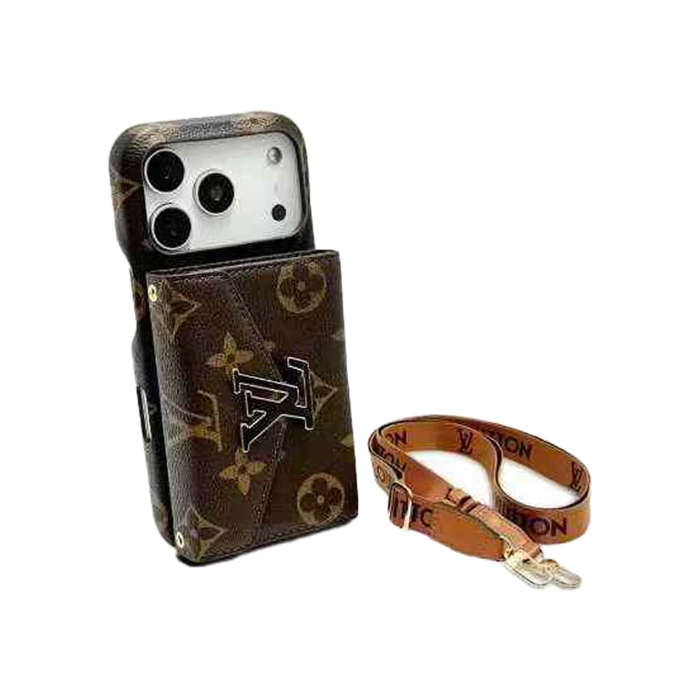 Gucci & LV Horizontal Accordion Oversized Metal Logo Card Holder iPhone Case
