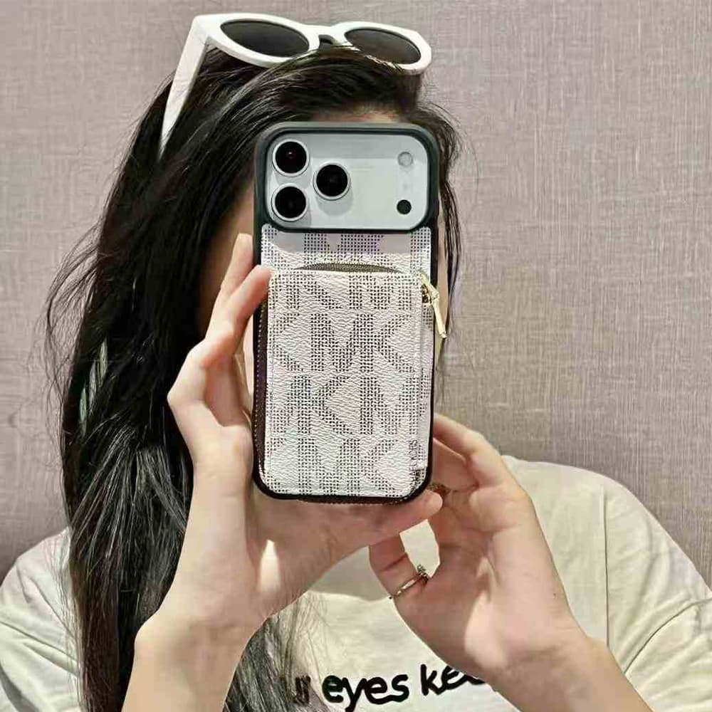 Michael Kors MK Monogram Pattern with Zipper Pocket iPhone Case