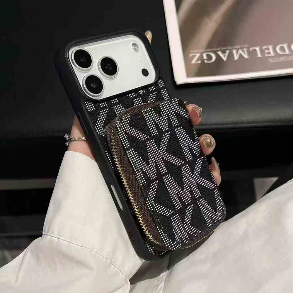 Michael Kors MK Monogram Pattern with Zipper Pocket iPhone Case