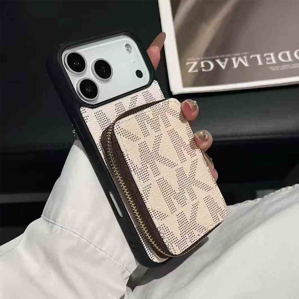 Michael Kors MK Monogram Pattern with Zipper Pocket iPhone Case