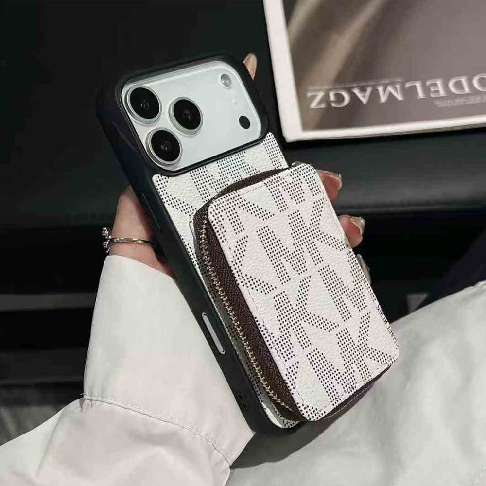 Michael Kors MK Monogram Pattern with Zipper Pocket iPhone Case