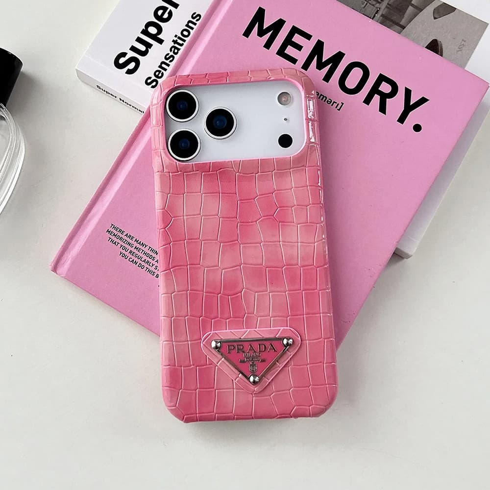 Prada Crocodile Texture with Metal Triangle Logo iPhone Case Prada Crocodile Texture with Metal Triangle Logo iPhone Case
