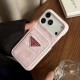 Prada Velvet Finish with Metal Triangle Logo & Card Slot iPhone Case