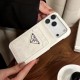 Prada Velvet Finish with Metal Triangle Logo & Card Slot iPhone Case