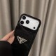Prada Velvet Finish with Metal Triangle Logo & Card Slot iPhone Case