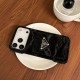 Prada Velvet Finish with Metal Triangle Logo & Card Slot iPhone Case