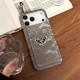 Prada Velvet Finish with Metal Triangle Logo & Card Slot iPhone Case