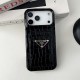 Prada Crocodile Embossed with Metal Triangle Logo & Card Slot iPhone Case Prada Crocodile Embossed with Metal Triangle Logo & Card Slot iPhone Case