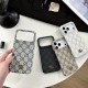 Gucci Semi-Cover Design GG Supreme with Metal Logo iPhone Case