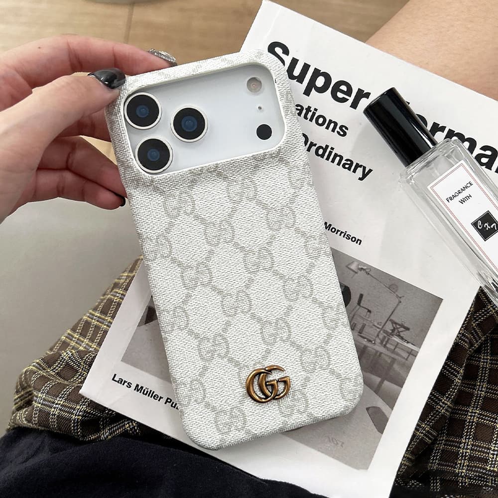 Gucci Semi-Cover Design GG Supreme with Metal Logo iPhone Case