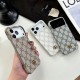 Gucci Semi-Cover Design GG Supreme with Metal Logo iPhone Case