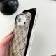 Gucci Semi-Cover Design GG Supreme with Metal Logo iPhone Case
