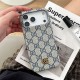 Gucci Semi-Cover Design GG Supreme with Metal Logo iPhone Case