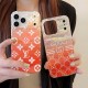 Gucci & LV Transparent with Orange Gradient & Brand Patterns iPhone Case