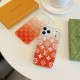 Gucci & LV Transparent with Orange Gradient & Brand Patterns iPhone Case