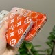 Gucci & LV Transparent with Orange Gradient & Brand Patterns iPhone Case