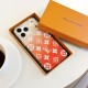 Gucci & LV Transparent with Orange Gradient & Brand Patterns iPhone Case