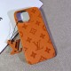 Louis Vuitton Embossing Monogram Premium Leather iPhone 17 Case