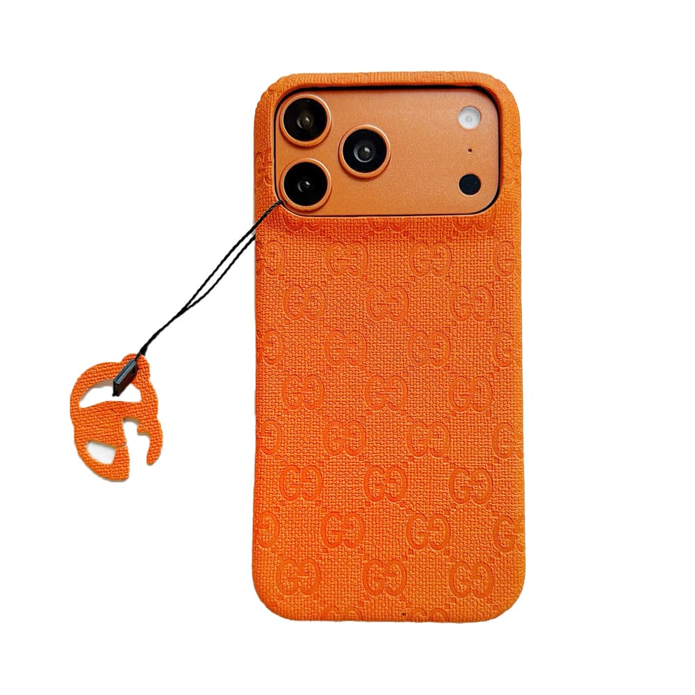 LV Gucci Dior Hermes 4-Sided Cutout Vibrant Orange iPhone Case