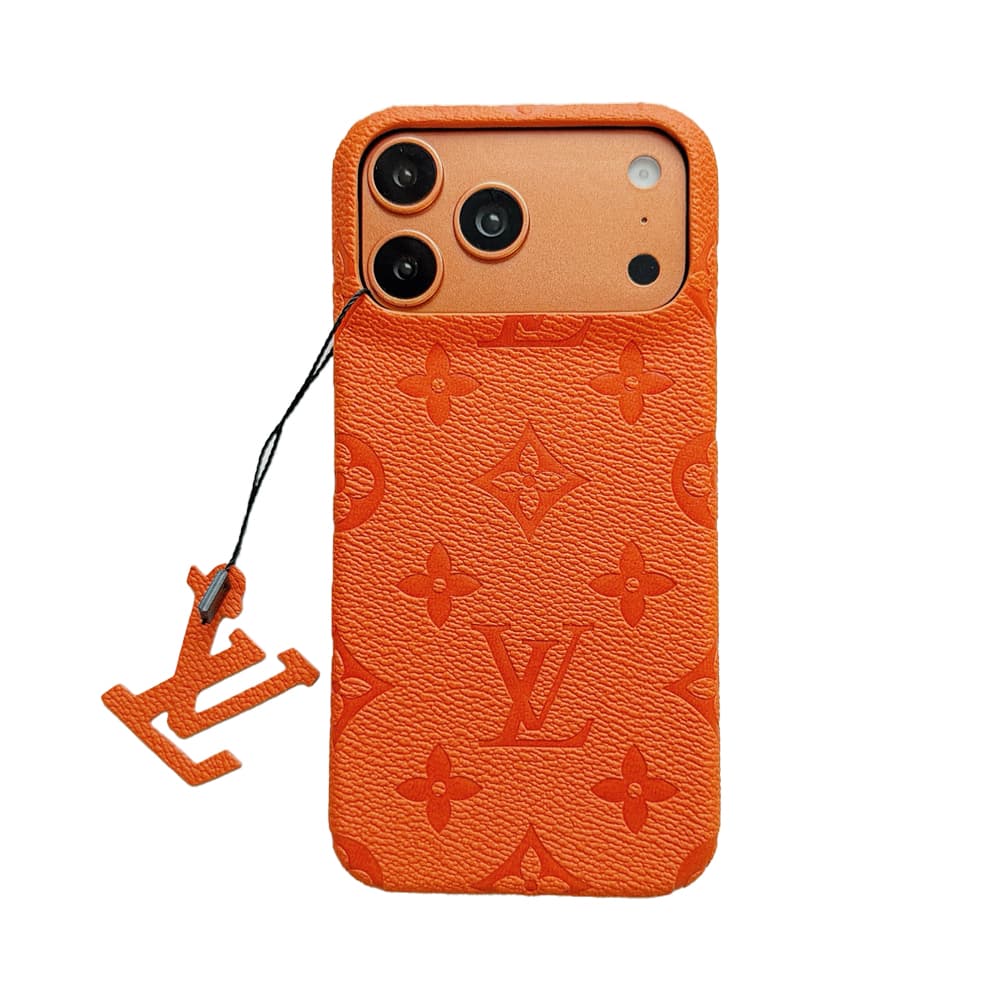 LV Gucci Dior Hermes 4-Sided Cutout Vibrant Orange iPhone Case