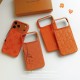 LV Gucci Dior Hermes 4-Sided Cutout Vibrant Orange iPhone Case