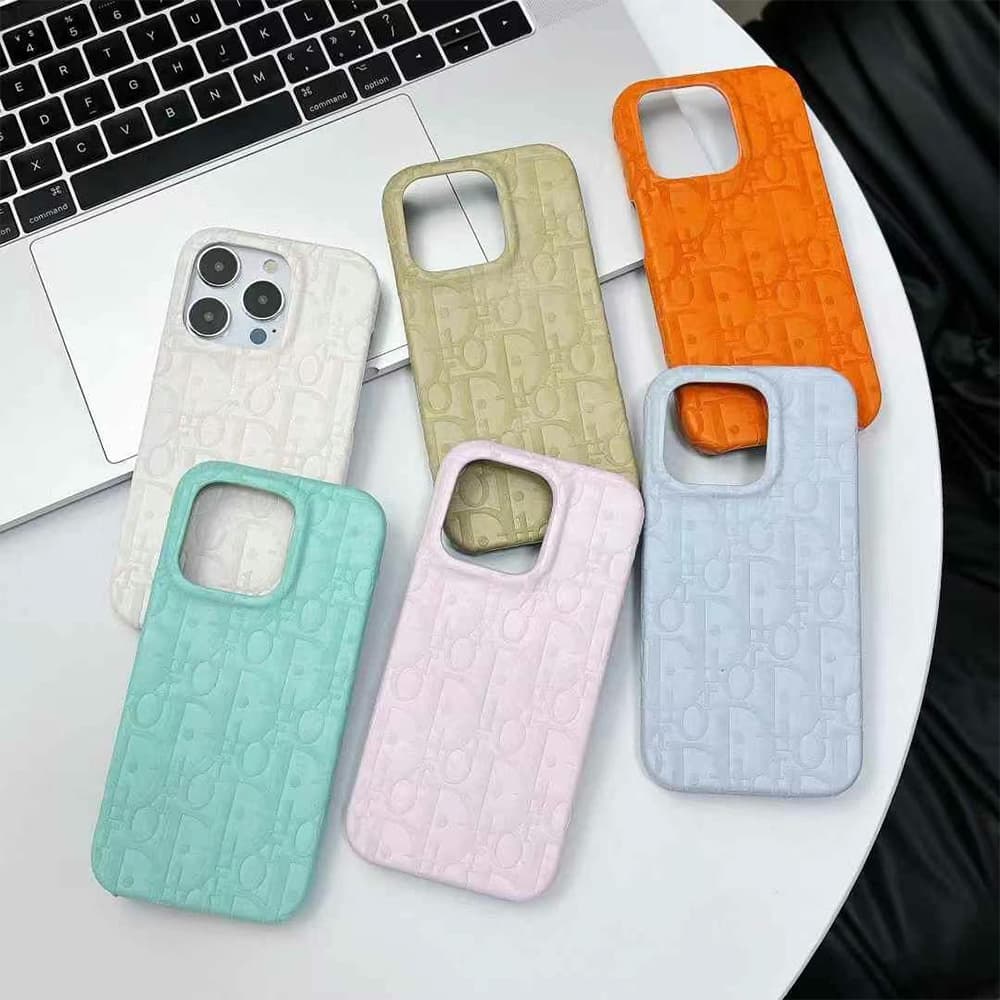 Dior Oblique Embossed Premium Leather & Velvet iPhone Case