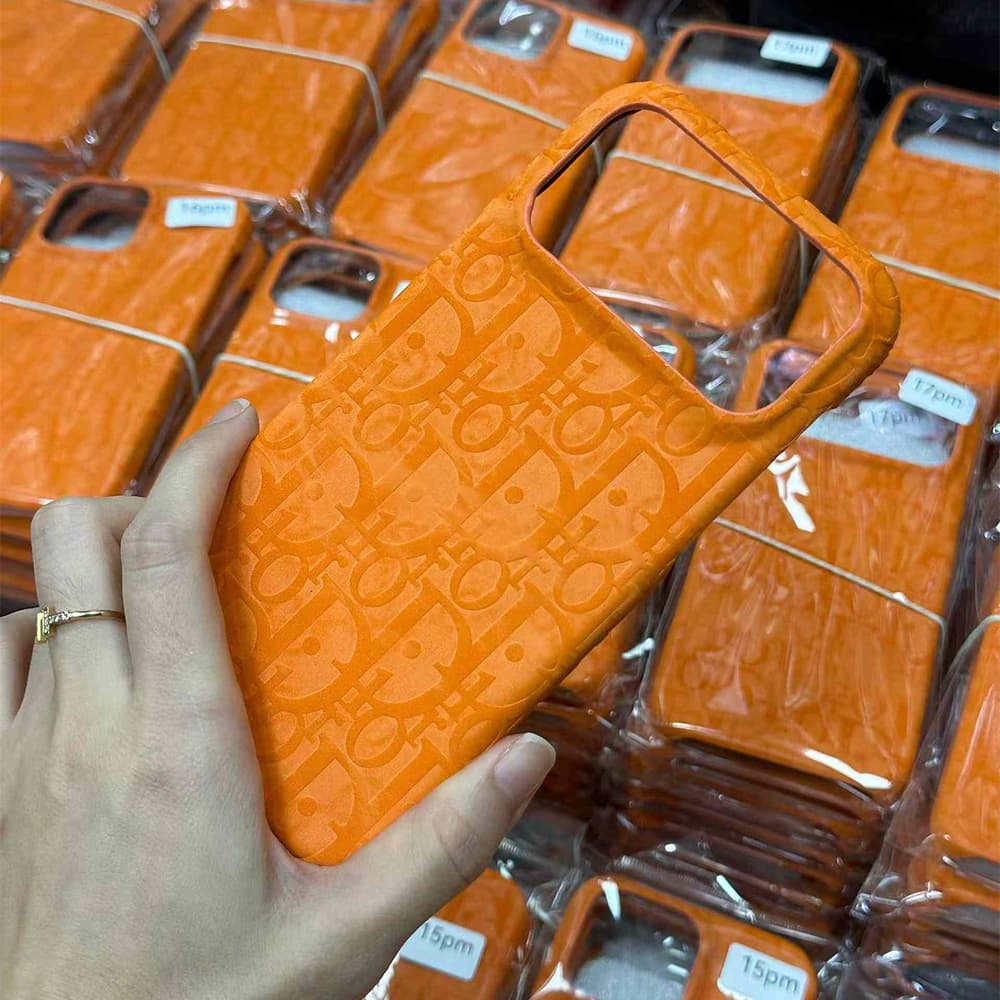 Dior Oblique Embossed Premium Leather & Velvet iPhone Case